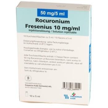 Rocuronium Fresenius Inj L&ouml;s 50 mg/5ml Durchstf 10 pcs